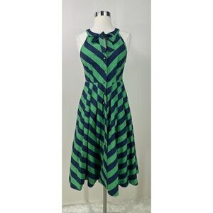 Anthropologie Girls from Saroy Colorblock Striped Halter Knee Length Dress